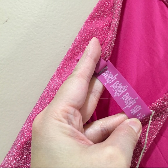 SKIMS Glitter Swim One Piece Swimwear Pink Women's Plus 4X Jasper Cutout Stretch - Picture 8 of 8